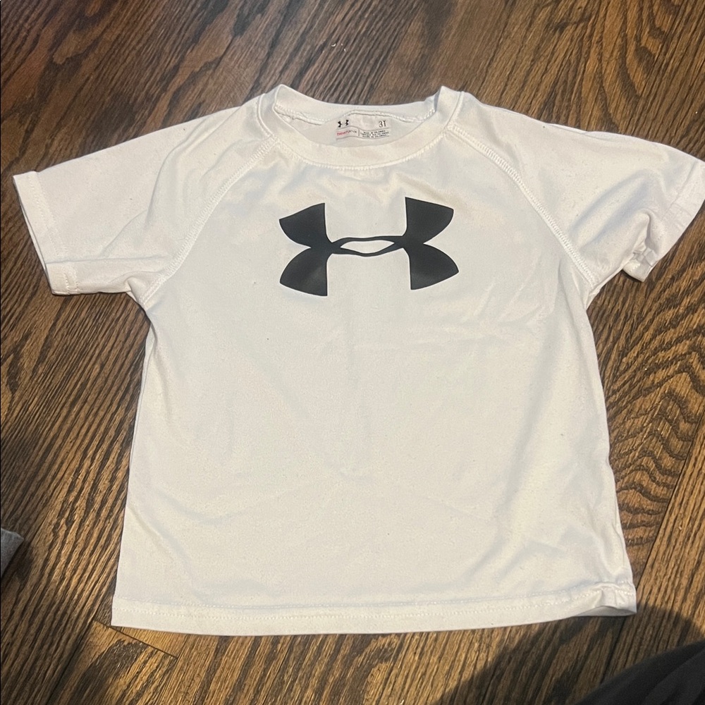Under Armour Kids White and Black Logo Tee